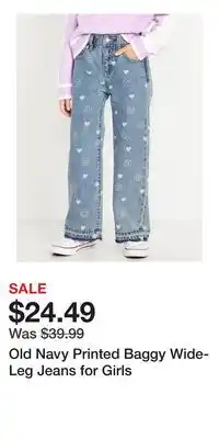 Old Navy Old Navy Printed Baggy Wide-Leg Jeans for Girls offer