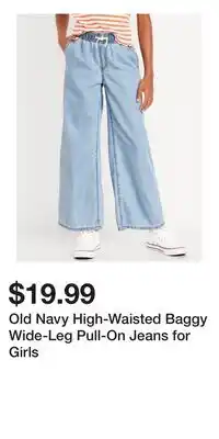 Old Navy Old Navy High-Waisted Baggy Wide-Leg Pull-On Jeans for Girls offer