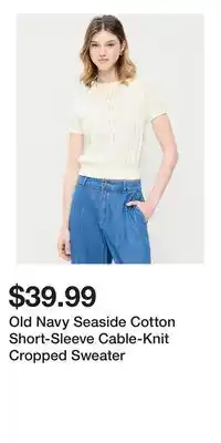 Old Navy Old Navy Seaside Cotton Short-Sleeve Cable-Knit Cropped Sweater offer