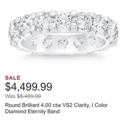 Costco Round Brilliant 4.00 ctw VS2 Clarity, I Color Diamond Eternity Band offer