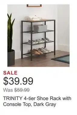 Costco TRINITY 4-tier Shoe Rack with Console Top, Dark Gray offer