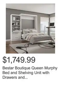 Costco Bestar Boutique Queen Murphy Bed and Shelving Unit with Drawers and Pull-Out Shelf offer