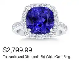 Costco Tanzanite and Diamond 18kt White Gold Ring offer