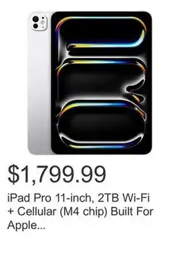 Costco iPad Pro 11-inch, 2TB Wi-Fi + Cellular (M4 chip) Built For Apple Intelligence offer