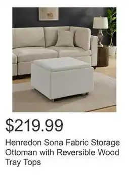 Costco Henredon Sona Fabric Storage Ottoman with Reversible Wood Tray Tops offer
