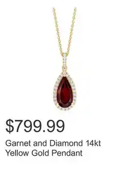 Costco Garnet and Diamond 14kt Yellow Gold Pendant offer
