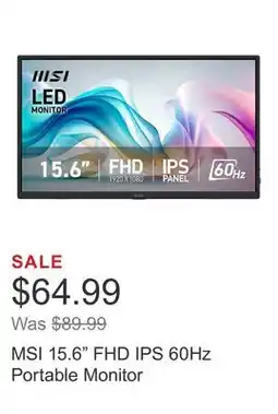 Costco MSI 15.6 FHD IPS 60Hz Portable Monitor offer