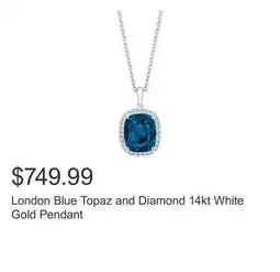 Costco London Blue Topaz and Diamond 14kt White Gold Pendant offer
