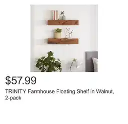Costco TRINITY Farmhouse Floating Shelf in Walnut, 2-pack offer