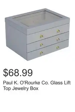 Costco Paul K. O'Rourke Co. Glass Lift Top Jewelry Box offer