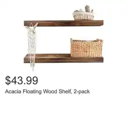 Costco Acacia Floating Wood Shelf, 2-pack offer