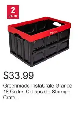 Costco Greenmade InstaCrate Grande 16 Gallon Collapsible Storage Crate with Lid, 2-pack offer