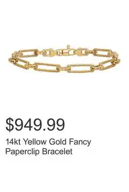 Costco 14kt Yellow Gold Fancy Paperclip Bracelet offer