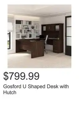 Costco Gosford U Shaped Desk with Hutch offer