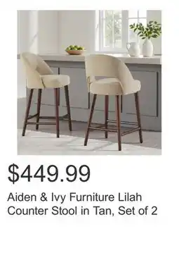 Costco Aiden & Ivy Furniture Lilah Counter Stool in Tan, Set of 2 offer