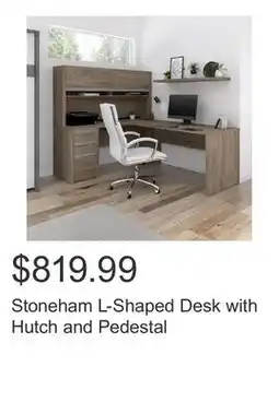 Costco Stoneham L-Shaped Desk with Hutch and Pedestal offer