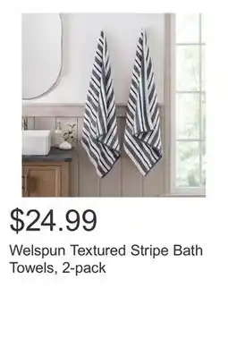 Costco Welspun Textured Stripe Bath Towels, 2-pack offer