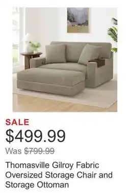 Costco Thomasville Gilroy Fabric Oversized Storage Chair and Storage Ottoman offer