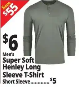 Ocean State Job Lot Men's Super Soft Henley Long Sleeve T-Shirt Short sleeve offer