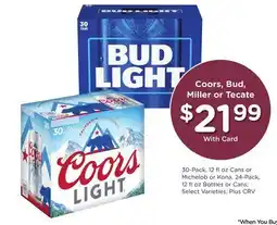 Ralphs Coors, Bud, Miller or Tecate offer