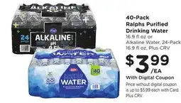 Ralphs 40-Pack Ralphs Purified Drinking Water offer