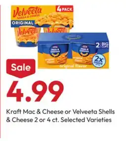 Stater Bros Kraft Mac & Cheese or Velveeta Shells & Cheese offer