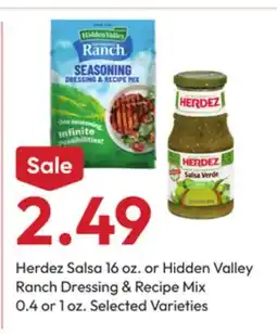 Stater Bros Herdez Salsa 16 oz. or Hidden Valley Ranch Dressing & Recipe Mix 0.4 or 1 offer