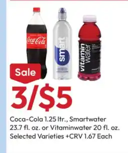 Stater Bros Coca-Cola 1.25 ltr., Smartwater 23.7 fl. oz. or Vitaminwater 20 fl. oz offer