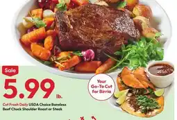 Stater Bros USDA Choice Boneless Beef Chuck Shoulder Roast or Steak offer