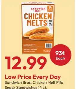 Stater Bros Sandwich Bros. Chicken Melt Pita Snack Sandwiches offer