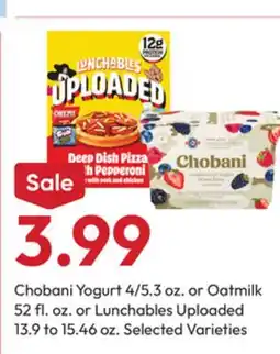 Stater Bros Chobani Yogurt 4/5.3 oz. or Oatmilk 52 fl. oz. or Lunchables Uploaded 13.9 to 15.46 oz offer