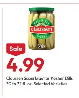 Stater Bros Claussen Sauerkraut or Kosher Dills offer