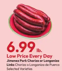 Stater Bros Jimenez Pork Chorizo or Longaniza Links offer