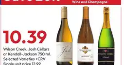 Stater Bros Wilson Creek, Josh Cellars or Kendall-Jackson offer