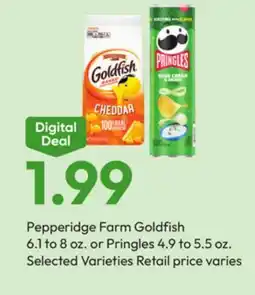 Stater Bros Pepperidge Farm Goldfish 6.1 to 8 oz. or Pringles 4.9 to 5.5 oz offer