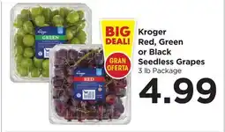 Food 4 Less Kroger Red, Green or Black Seedless Grapes offer