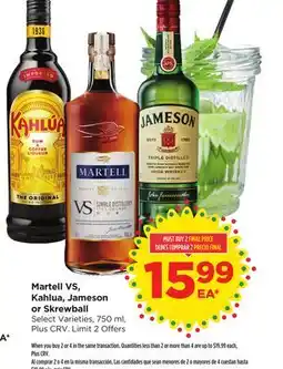 Food 4 Less Martell VS, Kahlua, Jameson or Skrewball offer