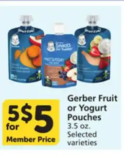 Pavilions Gerber Fruit or Yogurt Pouches offer