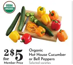 Pavilions Organic Hot House Cucumber or Bell Peppers offer