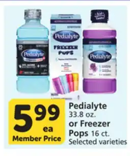 Pavilions Pedialyte 33.8 oz. or Freezer Pops 16 ct offer