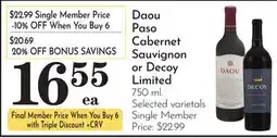Pavilions Daou Paso Cabernet Sauvignon or Decoy Limited offer
