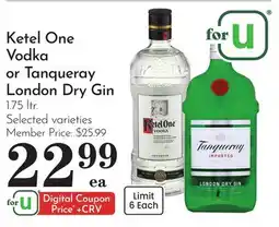 Pavilions Ketel One Vodka or Tanqueray London Dry Gin offer