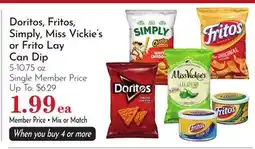 Pavilions Doritos, Fritos, Simply, Miss Vickie's or Frito Lay Can Dip offer