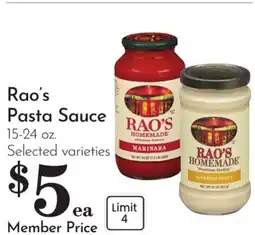 Pavilions Rao's Pasta Sauce offer