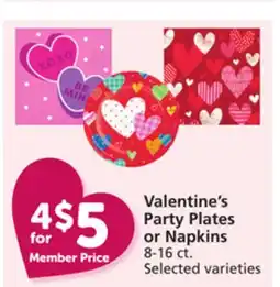 Pavilions Valentine's Party Plates or Napkins offer