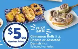 Albertsons Cinnamon Rolls 5 ct. Cheese or Assorted Danish 4 ct offer