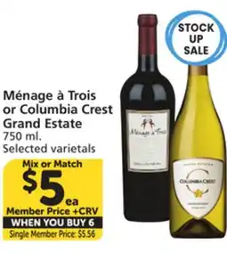 Albertsons Ménage à Trois or Columbia Crest Grand Estate offer