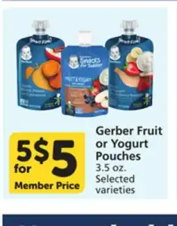 Albertsons Gerber Fruit or Yogurt Pouches offer