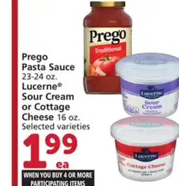 Albertsons Prego Pasta Sauce 23-24 oz. Lucerne Sour Cream or Cottage Cheese 16 oz offer