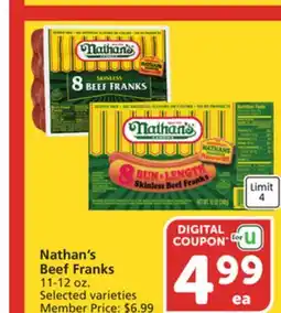 Albertsons Nathan's Beef Franks offer